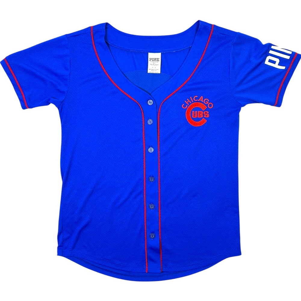 PINK Victoria's Secret Chicago Cubs Jersey Women Small Blue MLB Baseball Top
